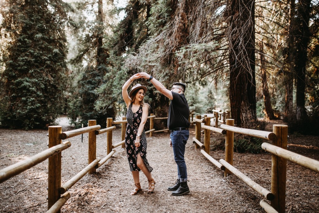 Couple dancing in the woods